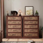 Commode à 4 tiroirs pour chambre à coucher, commode haute avec poignées en métal, commode/meuble TV rustique en bois, pour salon, couloir