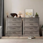 Commode à 4 tiroirs pour chambre à coucher, commode haute avec poignées en métal, commode/meuble TV rustique en bois, pour salon, couloir