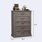 Commode à 4 tiroirs pour chambre à coucher, commode haute avec poignées en métal, commode/meuble TV rustique en bois, pour salon, couloir