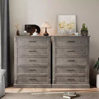 Commode à 4 tiroirs pour chambre à coucher, commode haute avec poignées en métal, commode/meuble TV rustique en bois, pour salon, couloir