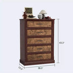 Commode à 4 tiroirs pour chambre à coucher, commode haute avec poignées en métal, commode/meuble TV rustique en bois, pour salon, couloir