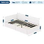 Lit de repos double avec barrières de sécurité, cadre de lit d'angle en velours avec tête de lit pour chambre d'enfant