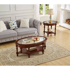 EHMKNP Elegant Solid Wood Coffee Table with Glass Top