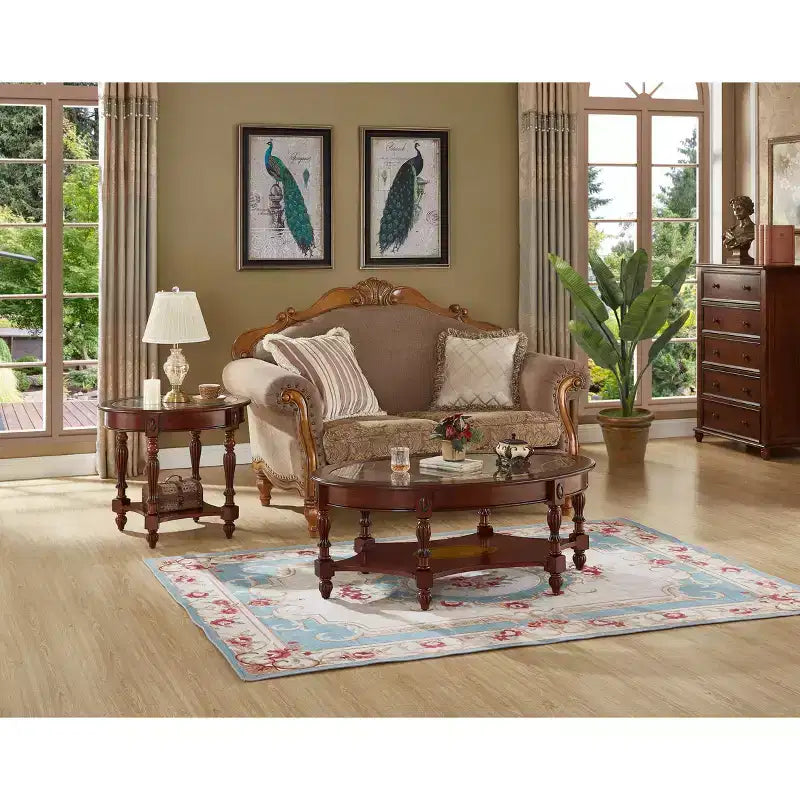 Table basse élégante en bois massif avec plateau en verre