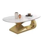 Table basse avec plateau en céramique et base contemporaine en acier inoxydable, une pièce maîtresse durable et élégante pour le salon.