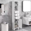 Freestanding Storage Cabinet, MDF Floor Cabinet with 3 Drawers, 2 Open Storage Shelf and 1 Door for Bathroom Kitchen Living Room