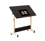 Petit bureau debout réglable en hauteur, MDF+Tube d'acier, pliable et portable avec roulettes pour petit espace de bureau à domicile, noir