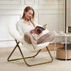 Fauteuil de salon moderne, Fauteuil capitonné en fausse fourrure avec cadre robuste, Fauteuils pliants pour salon, chambre, bureau