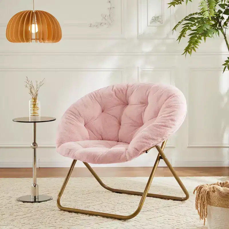 Fauteuil de salon moderne, Fauteuil capitonné en fausse fourrure avec cadre robuste, Fauteuils pliants pour salon, chambre, bureau