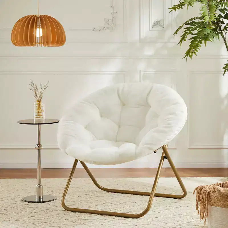 Fauteuil de salon moderne, Fauteuil capitonné en fausse fourrure avec cadre robuste, Fauteuils pliants pour salon, chambre, bureau