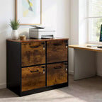 4 Drawer File Cabinet with Lock, Wooden Locked File Cabinets Printer Stand for Home Office, Lockable Filing Cabinet for Letter/A4 Size Files