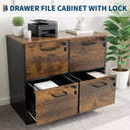 Meuble de classement à 4 tiroirs avec serrure, armoire de classement en bois verrouillable pour imprimante de bureau à domicile, armoire de classement verrouillable pour dossiers de format lettre/A4