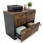 Meuble de classement à 4 tiroirs avec serrure, armoire de classement en bois verrouillable pour imprimante de bureau à domicile, armoire de classement verrouillable pour dossiers de format lettre/A4