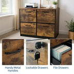 Meuble de classement à 4 tiroirs avec serrure, armoire de classement en bois verrouillable pour imprimante de bureau à domicile, armoire de classement verrouillable pour dossiers de format lettre/A4