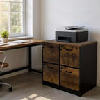 Meuble de classement à 4 tiroirs avec serrure, armoire de classement en bois verrouillable pour imprimante de bureau à domicile, armoire de classement verrouillable pour dossiers de format lettre/A4