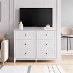 Commode à 6 tiroirs de 137 cm, armoire de rangement haute en bois avec tiroirs profonds pour chambre à coucher, salon et couloir