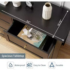 Commode à 6 tiroirs de 137 cm, armoire de rangement haute en bois avec tiroirs profonds pour chambre à coucher, salon et couloir