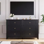Commode à 6 tiroirs de 137 cm, armoire de rangement haute en bois avec tiroirs profonds pour chambre à coucher, salon et couloir