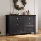 53.9 Farmhouse 6-Drawer Dresser, Tall Wood Storage Chest with Deep Drawers for Bedroom, Living Room and Hallway