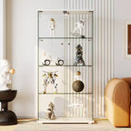Vitrine à 4 niveaux avec portes vitrées, Meuble de présentation, Bibliothèque-vitrine en verre trempé pour objets de collection, jouets, vin
