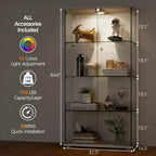 Vitrine à 4 niveaux avec portes vitrées, Meuble de présentation, Bibliothèque-vitrine en verre trempé pour objets de collection, jouets, vin