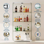 Vitrine à 4 niveaux avec portes vitrées, Meuble de présentation, Bibliothèque-vitrine en verre trempé pour objets de collection, jouets, vin