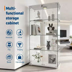 Vitrine à 4 niveaux avec portes vitrées, Meuble de présentation, Bibliothèque-vitrine en verre trempé pour objets de collection, jouets, vin
