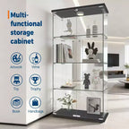 Vitrine à 4 niveaux avec portes vitrées, Meuble de présentation, Bibliothèque-vitrine en verre trempé pour objets de collection, jouets, vin