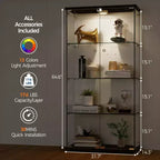 Vitrine à 4 niveaux avec portes vitrées, Meuble de présentation, Bibliothèque-vitrine en verre trempé pour objets de collection, jouets, vin