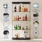 Vitrine à 4 niveaux avec portes vitrées, Meuble de présentation, Bibliothèque-vitrine en verre trempé pour objets de collection, jouets, vin
