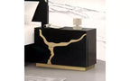 Table de chevet moderne 71 cm, motif laqué or, tiroirs en queue d'aronde, meubles de chambre à coucher noir et or