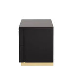 Table de chevet moderne 71 cm, motif laqué or, tiroirs en queue d'aronde, meubles de chambre à coucher noir et or
