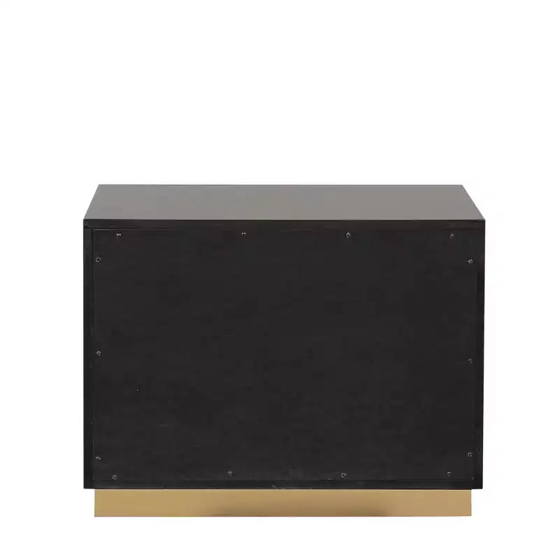 28-inch Modern Single Nightstand Gold Lacquer Pattern French and English Dovetail Drawers Bedroom Furniture Black and Gold