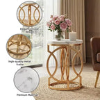 Table d'appoint ronde, Table de chevet moderne avec plateau en faux marbre