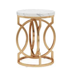 Table d'appoint ronde, Table de chevet moderne avec plateau en faux marbre