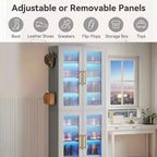 Meuble à chaussures autoportant avec portes en acrylique et lumières LED, organisateur de rangement de chaussures pour entrée