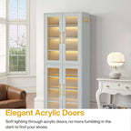 Meuble à chaussures autoportant avec portes en acrylique et lumières LED, organisateur de rangement de chaussures pour entrée
