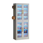 Meuble à chaussures autoportant avec portes en acrylique et lumières LED, organisateur de rangement de chaussures pour entrée
