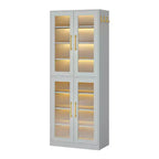 Meuble à chaussures autoportant avec portes en acrylique et lumières LED, organisateur de rangement de chaussures pour entrée