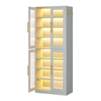 Meuble à chaussures autoportant avec portes en acrylique et lumières LED, organisateur de rangement de chaussures pour entrée
