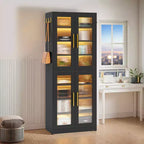 Meuble à chaussures autoportant avec portes en acrylique et lumières LED, organisateur de rangement de chaussures pour entrée