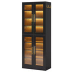 Meuble à chaussures autoportant avec portes en acrylique et lumières LED, organisateur de rangement de chaussures pour entrée