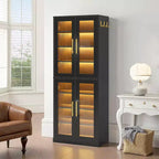 MAYEERTY Freestanding Shoe Cabinet with Acrylic Doors and LED Lights, Entryway Shoe Storage Organizer