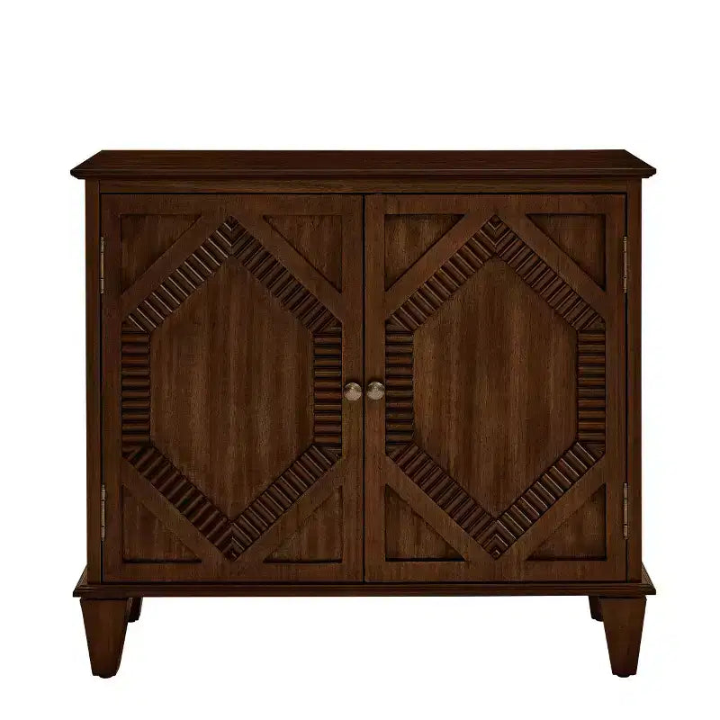 Meuble d'appoint géométrique 34", buffet de rangement moderne à 2 portes avec étagère réglable pour entrée, salon