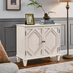 Meuble d'appoint géométrique 34", buffet de rangement moderne à 2 portes avec étagère réglable pour entrée, salon