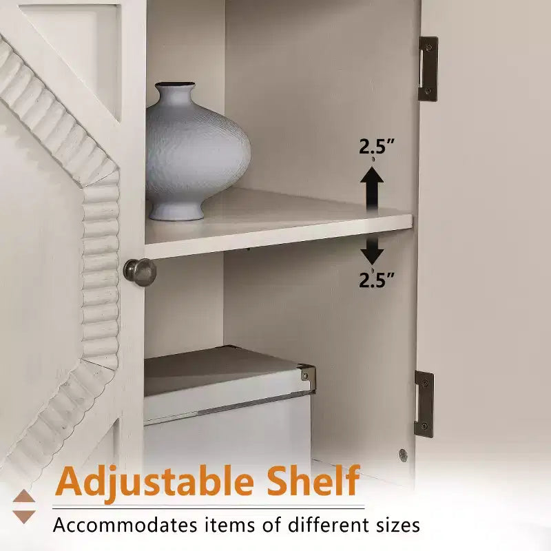 Meuble d'appoint géométrique 34", buffet de rangement moderne à 2 portes avec étagère réglable pour entrée, salon