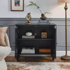 Meuble d'appoint géométrique 34", buffet de rangement moderne à 2 portes avec étagère réglable pour entrée, salon