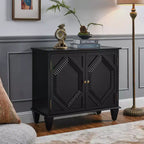 Meuble d'appoint géométrique 34", buffet de rangement moderne à 2 portes avec étagère réglable pour entrée, salon