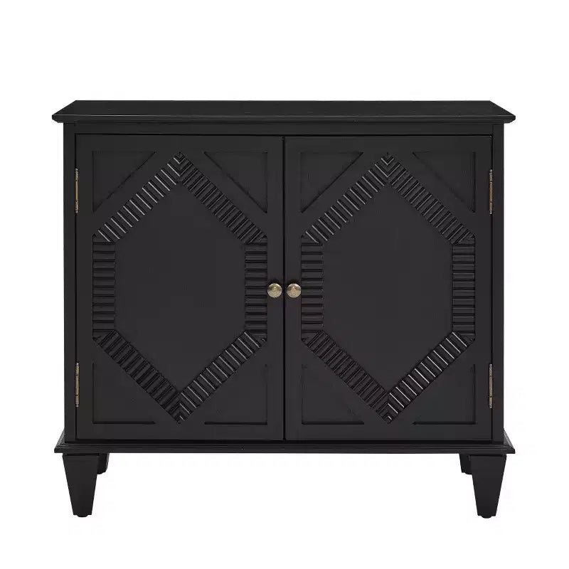 Meuble d'appoint géométrique 34", buffet de rangement moderne à 2 portes avec étagère réglable pour entrée, salon