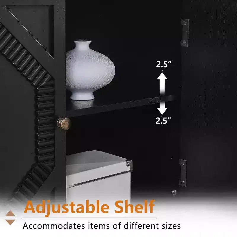 Meuble d'appoint géométrique 34", buffet de rangement moderne à 2 portes avec étagère réglable pour entrée, salon